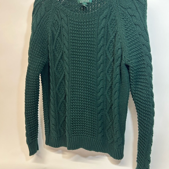Lauren Ralph Lauren Women’s XL Green Cable Knit Sweater - Picture 3 of 6